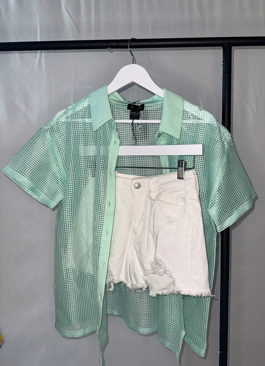 Mint To Be Mesh Coverup