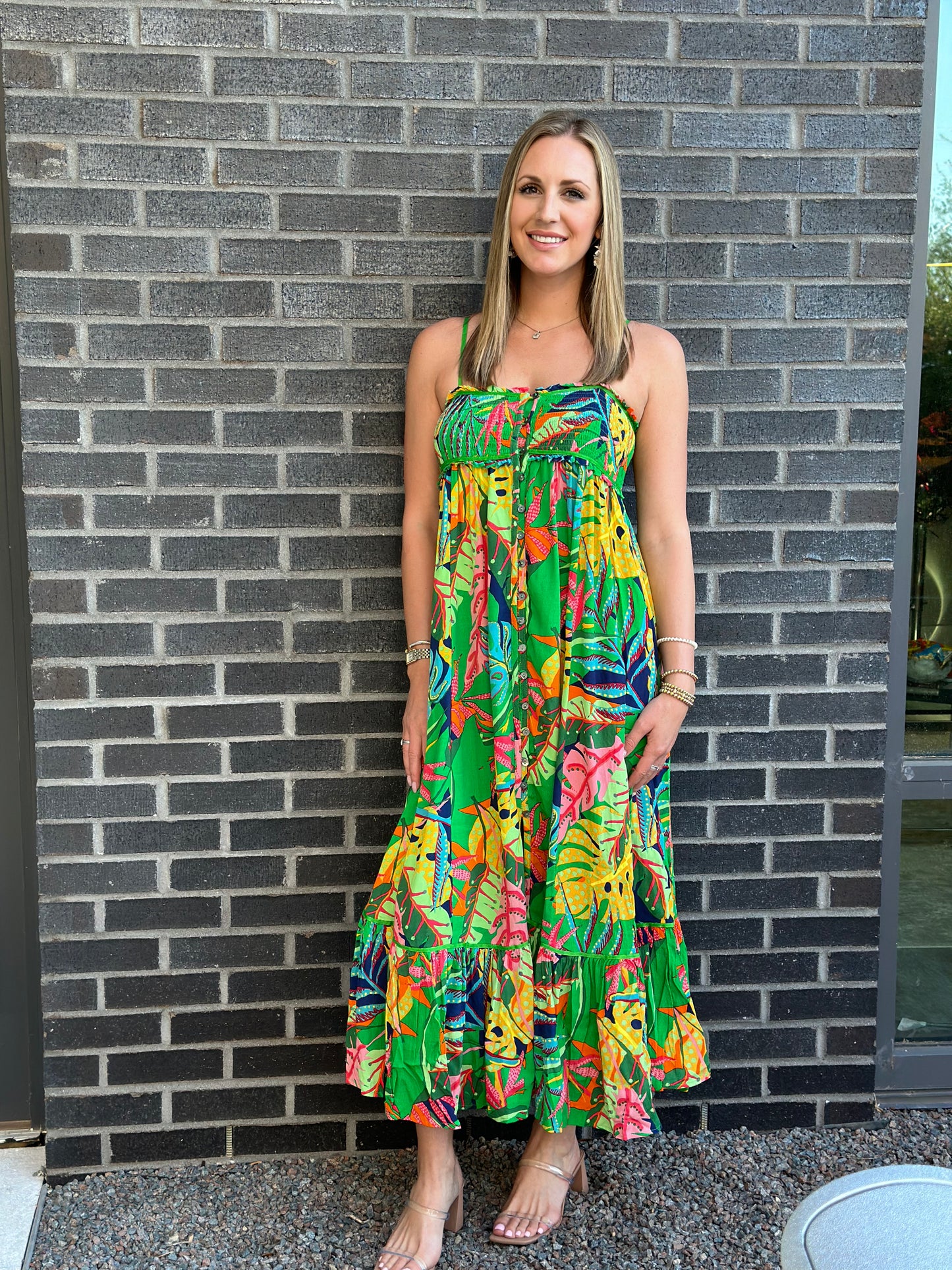 Tropical Smocked Cami Dress