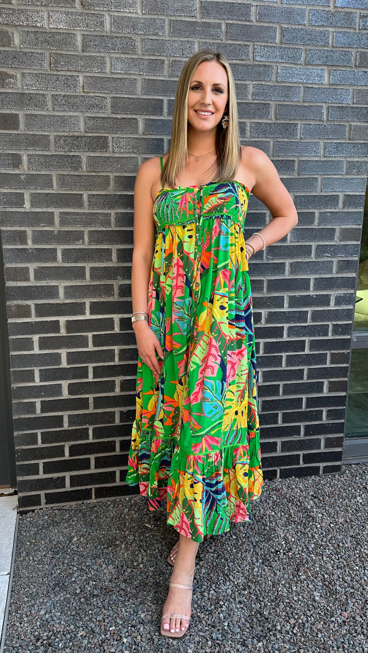 Tropical Smocked Cami Dress