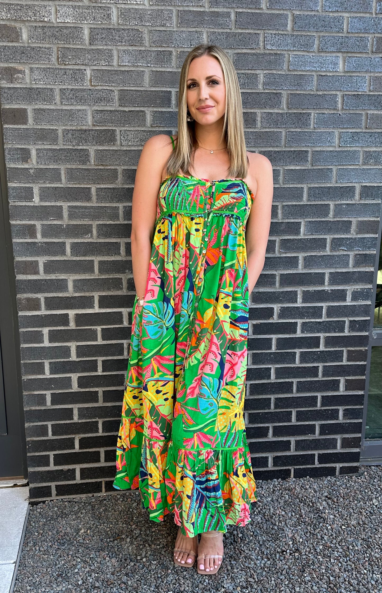 Tropical Smocked Cami Dress