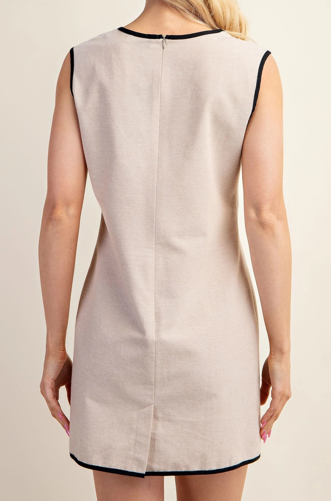 Piping Linen Mini Dress