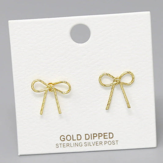 Bow Gold Dipped Stud Earrings